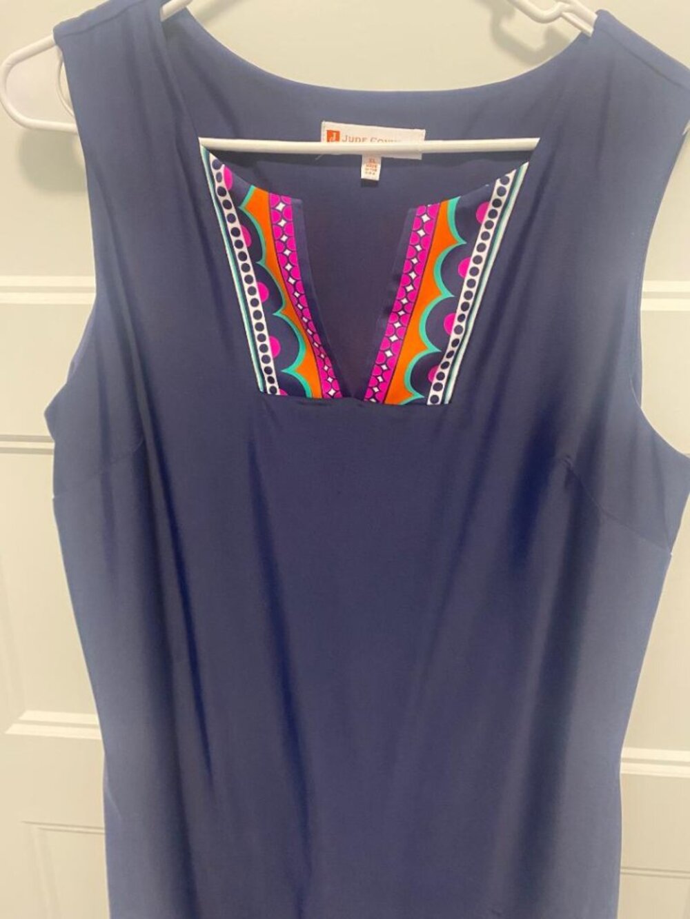 Jude Connally Carissa Dress Jude Cloth Navy Blue Nylon Stretch size XL